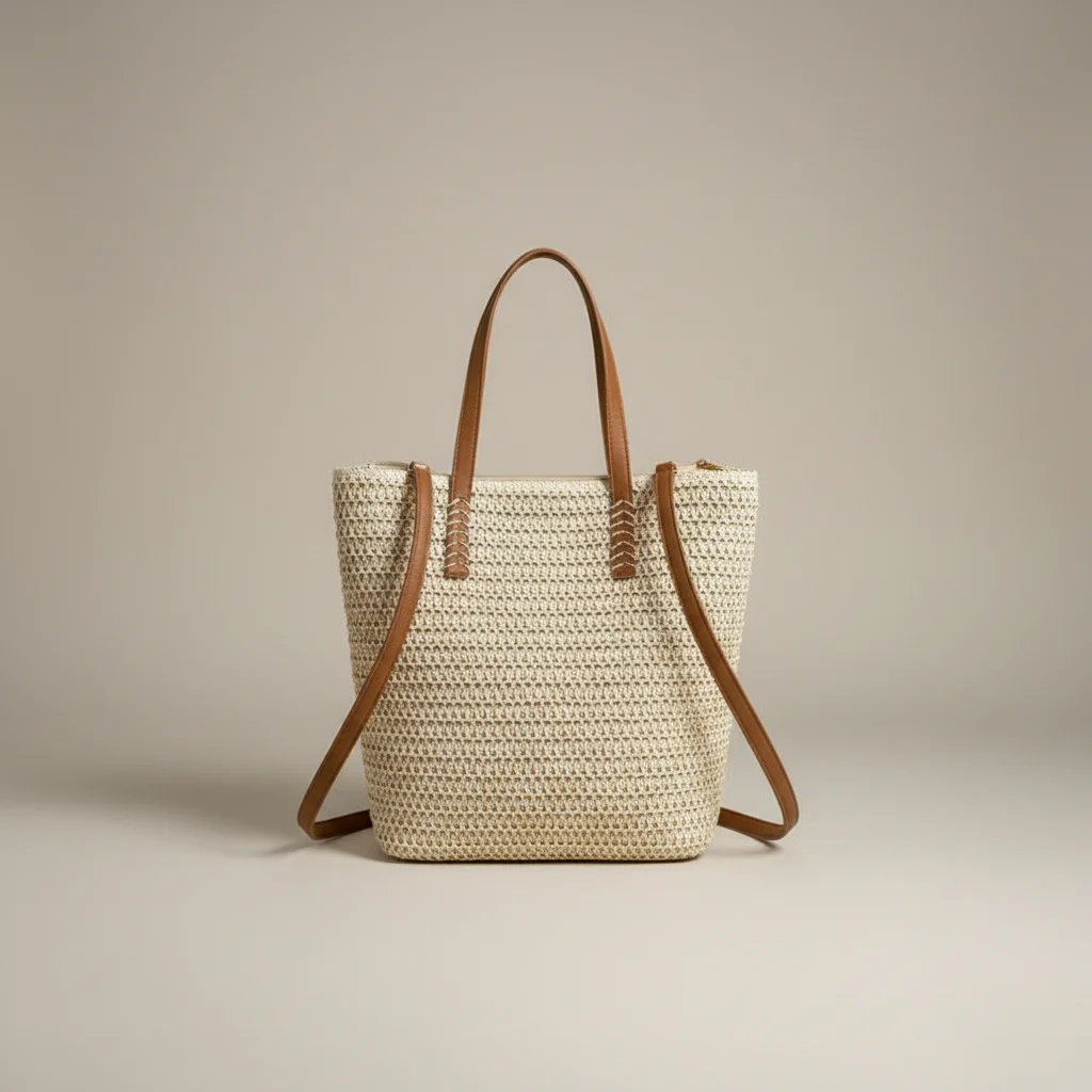 Sac tressé femme grande capacité en paille - Vue 15 - sac tressé