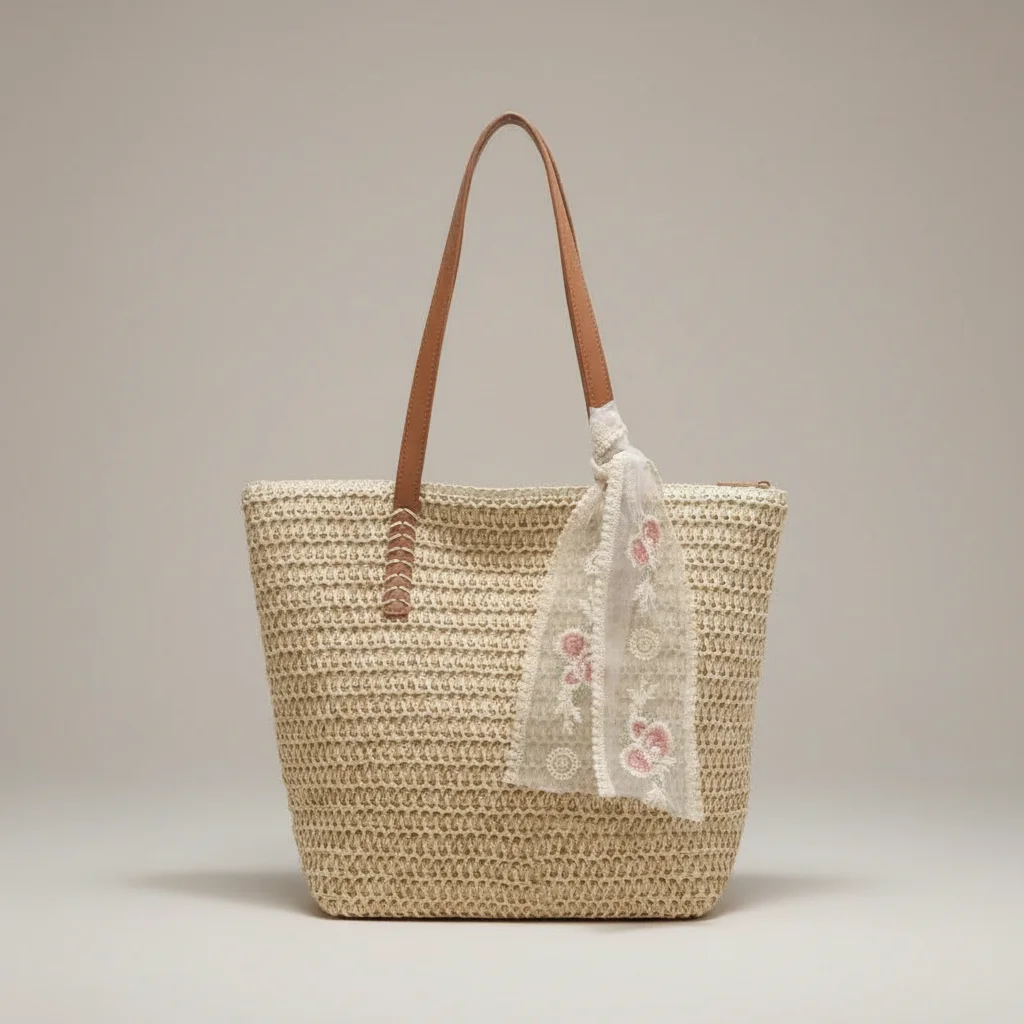 Sac tressé femme grande capacité en paille - Vue 16 - sac tressé