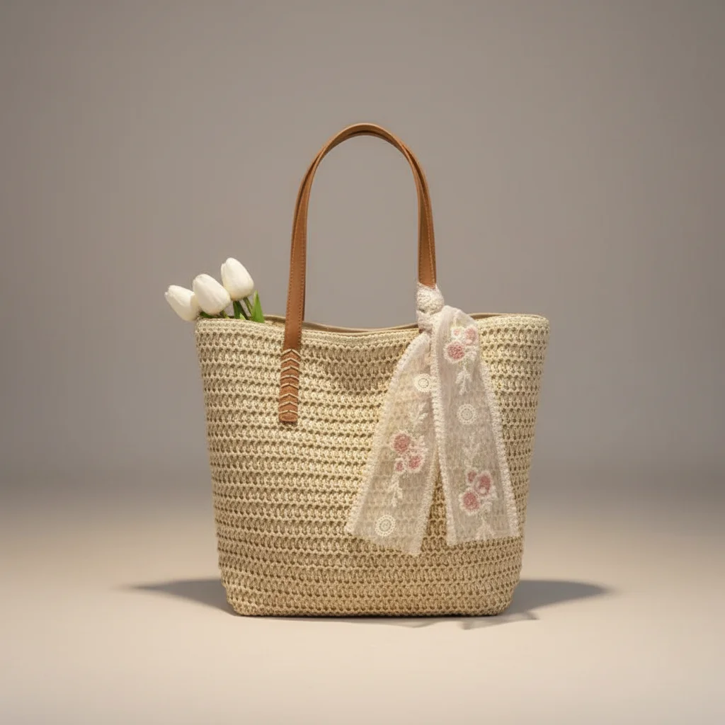 Sac tressé femme grande capacité en paille - Vue 17 - sac tressé