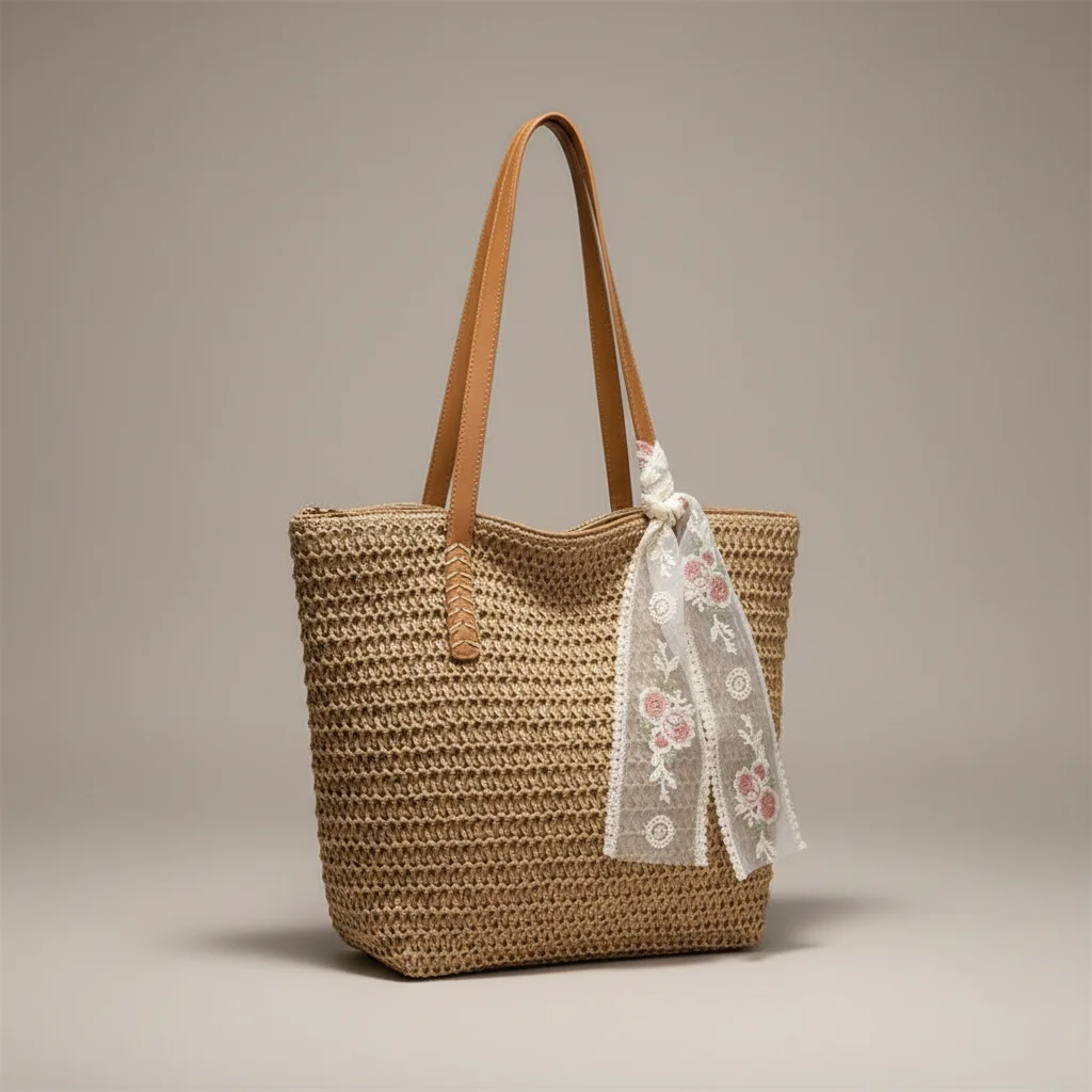 Sac tressé femme grande capacité en paille - Vue 3 - sac tressé