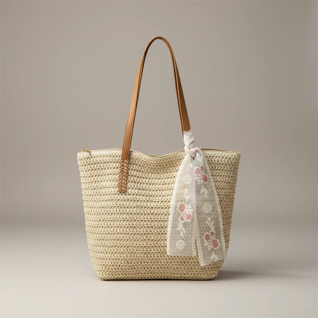 Sac tressé femme grande capacité en paille - Vue 4 - sac tressé