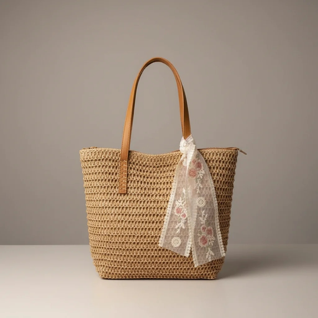Sac tressé femme grande capacité en paille - Vue 5 - sac tressé