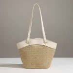 Sac tressé femme plage style patchwork - Vue 1 - sac tressé