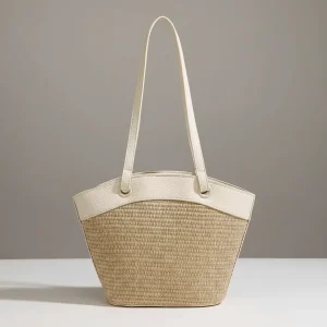 Sac tressé femme plage style patchwork - Vue 1 - sac tressé