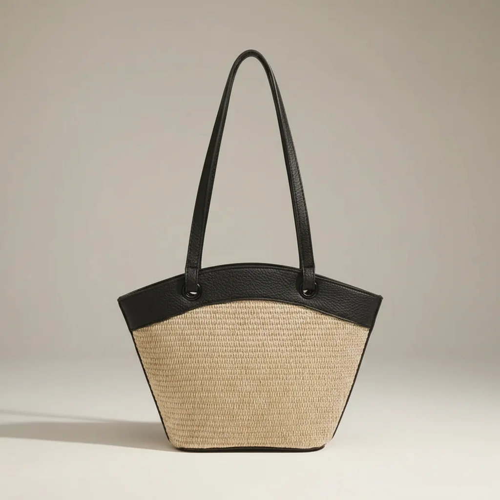 Sac tressé femme plage style patchwork - Vue 13 - sac tressé