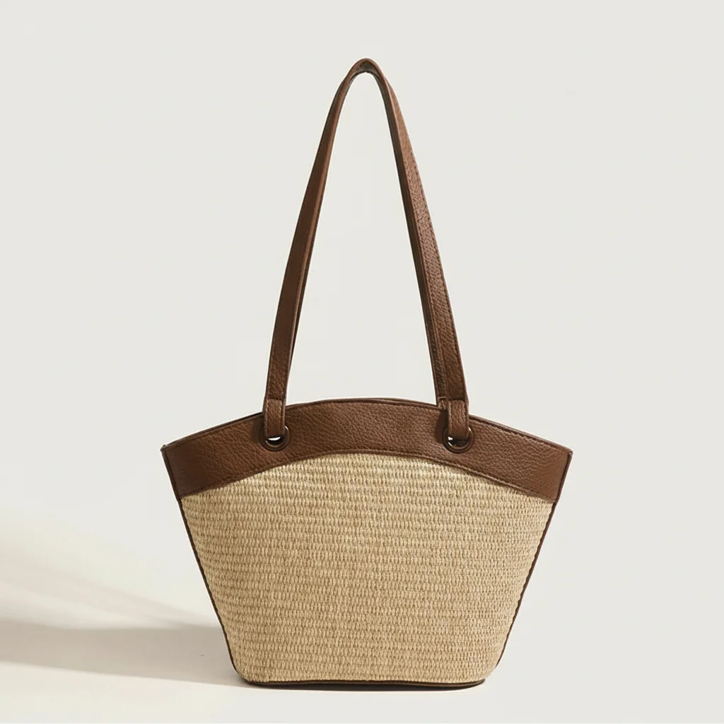 Sac tressé femme plage style patchwork - Vue 15 - sac tressé