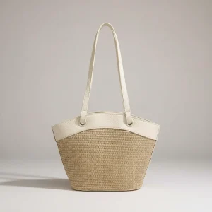 Sac tressé femme plage style patchwork - Vue 2 - sac tressé