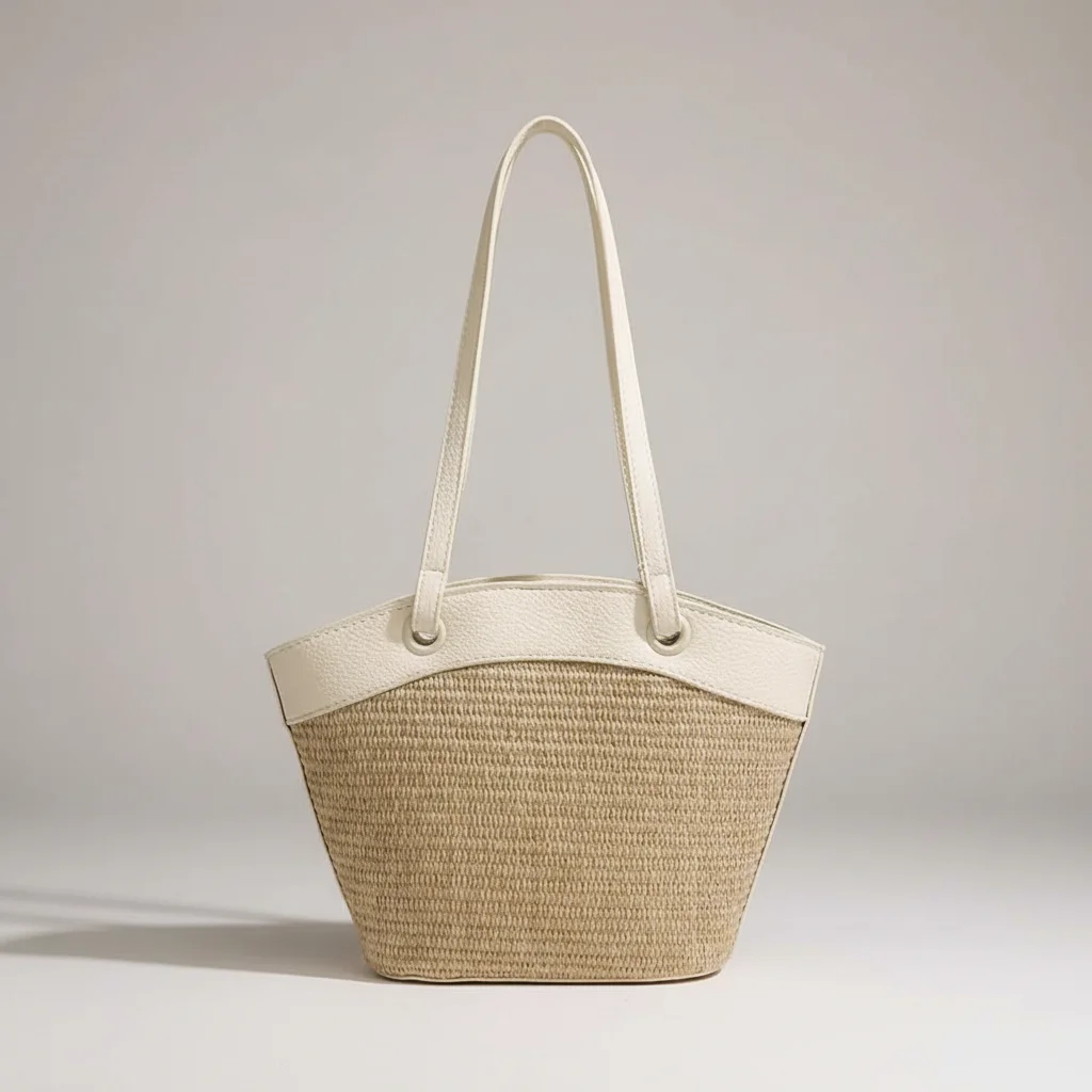 Sac tressé femme plage style patchwork - Vue 2 - sac tressé