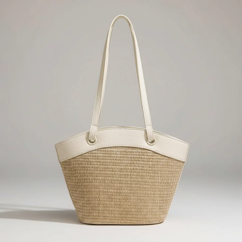 Sac tressé femme plage style patchwork - Vue 3 - sac tressé