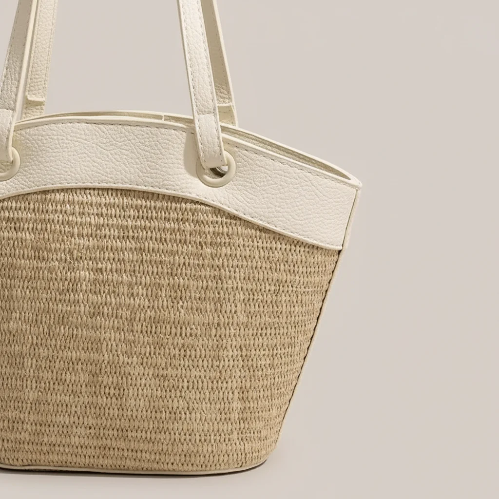 Sac tressé femme plage style patchwork - Vue 4 - sac tressé
