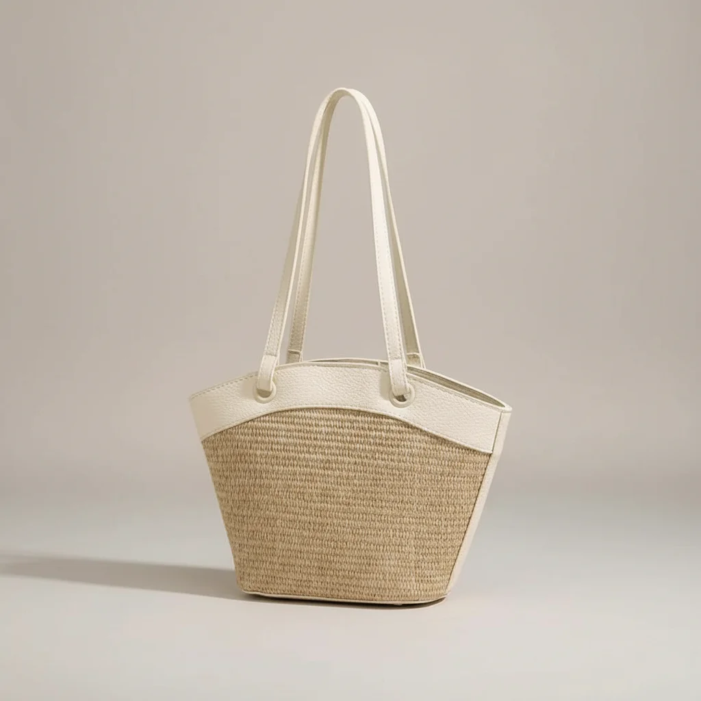Sac tressé femme plage style patchwork - Vue 5 - sac tressé