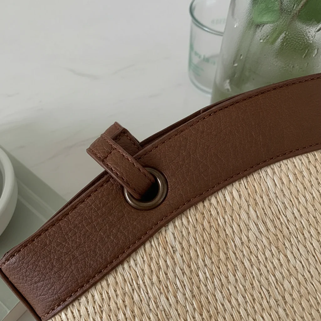 Sac tressé femme plage style patchwork - Vue 7 - sac tressé