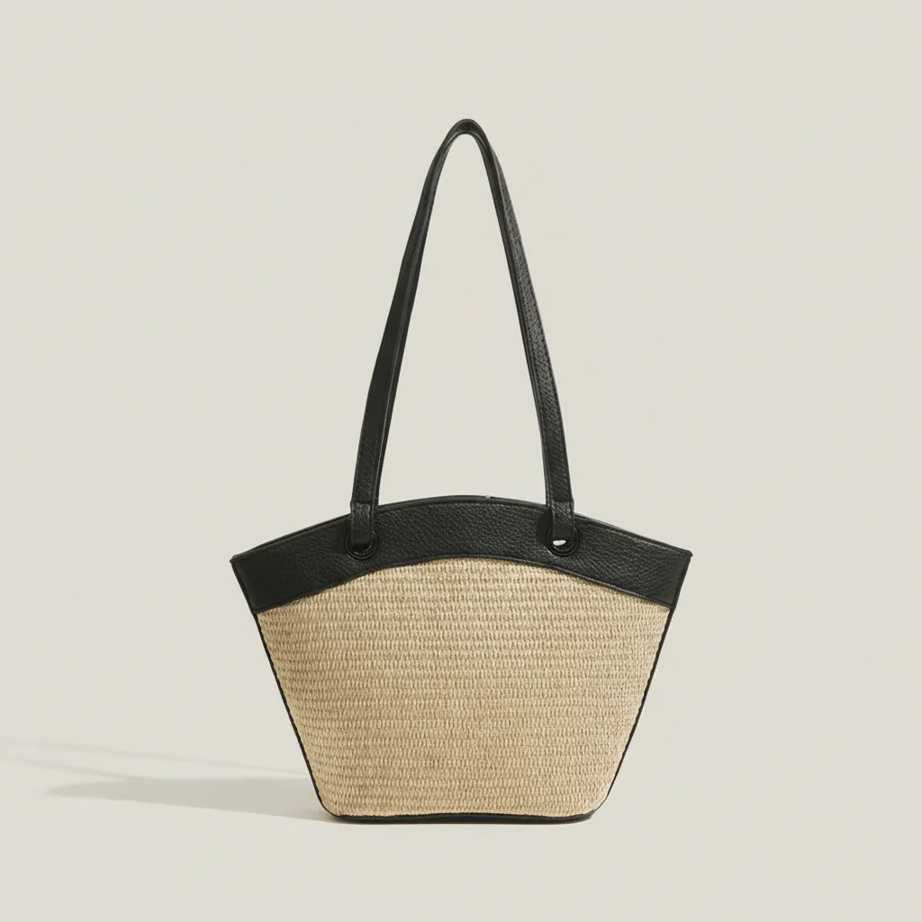 Sac tressé femme plage style patchwork - Vue 9 - sac tressé