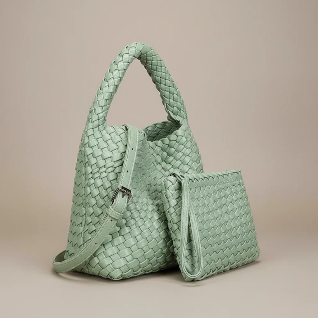 Sac tressé femme simili cuir minimaliste - Vue 2 - sac tressé