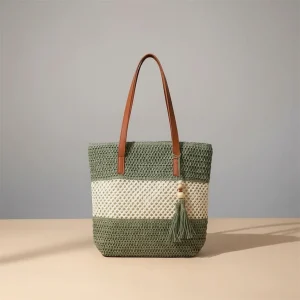 Sac tressé grand format style estival - Vue 1 - sac tressé