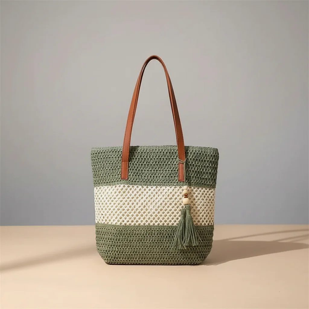 Sac tressé grand format style estival - Vue 1 - sac tressé