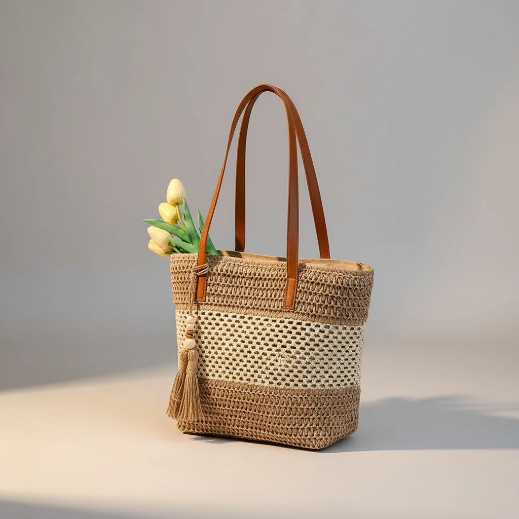 Sac tressé grand format style estival - Vue 12 - sac tressé