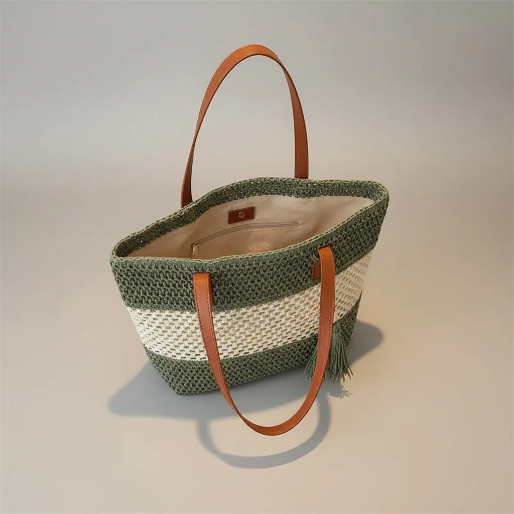 Sac tressé grand format style estival - Vue 3 - sac tressé