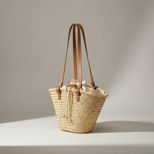 Sac tressé paille femme anses cuir - Vue 2 - sac tressé