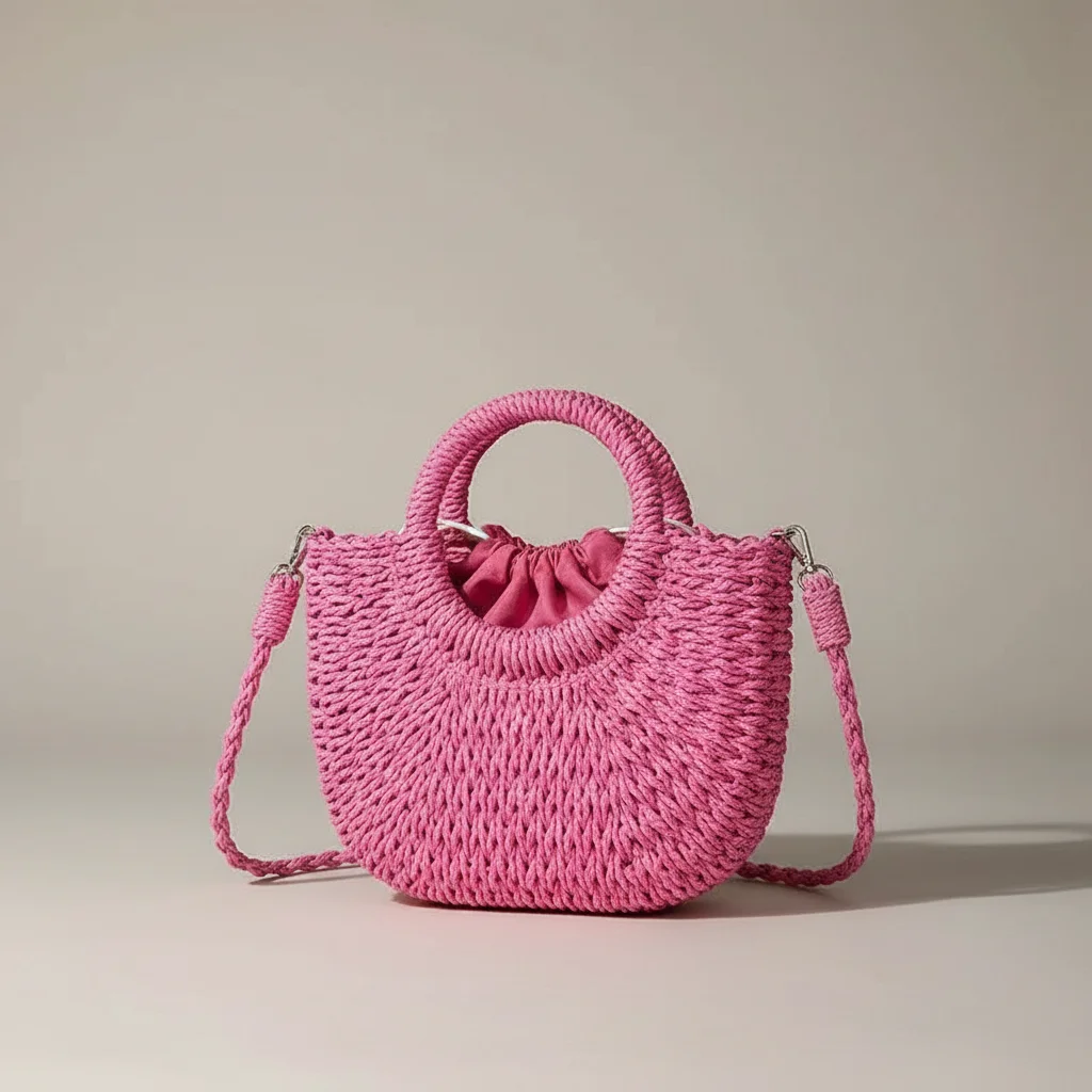 sac tressé paille femme demi-lune - Vue 18 - sac tressé
