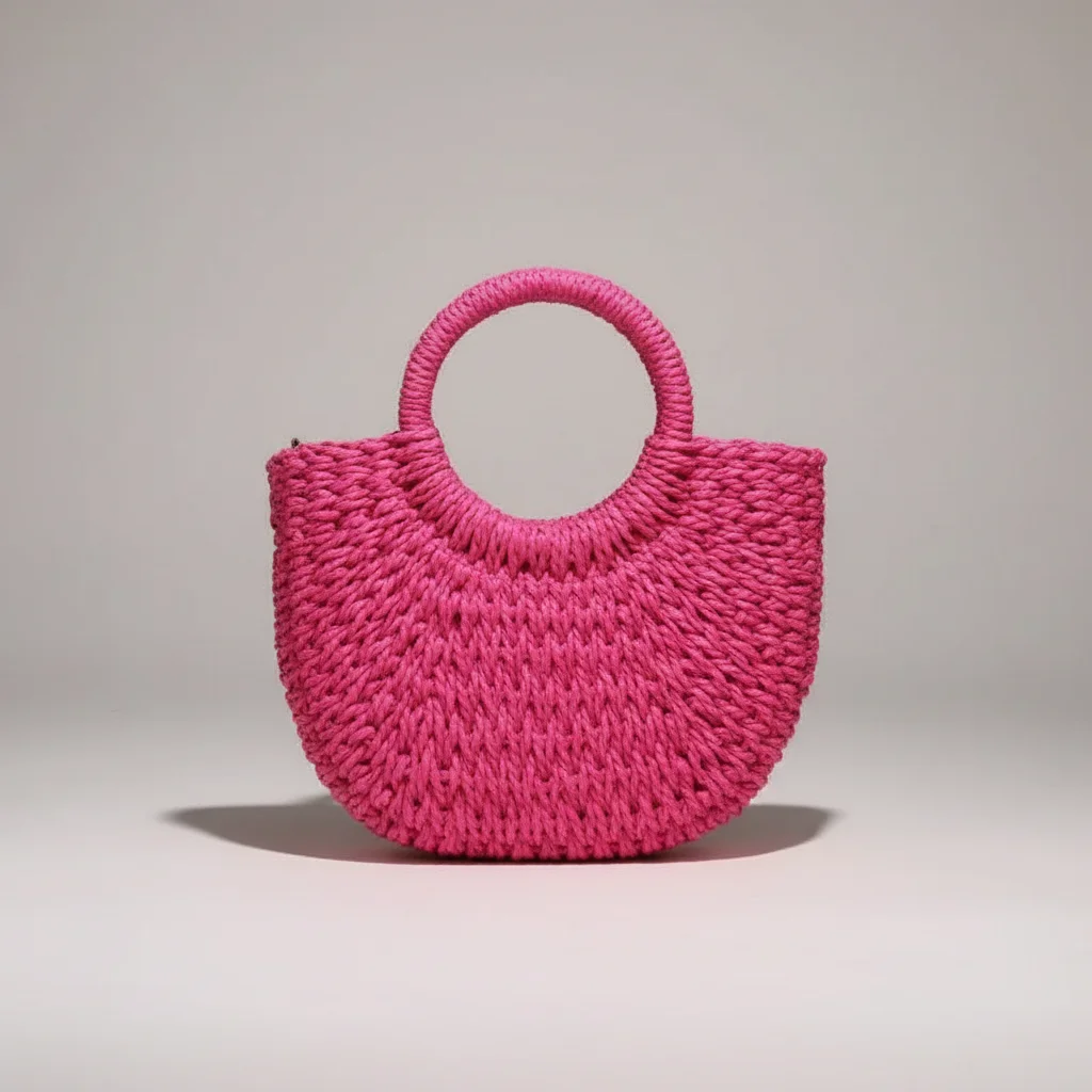 sac tressé paille femme demi-lune - Vue 19 - sac tressé