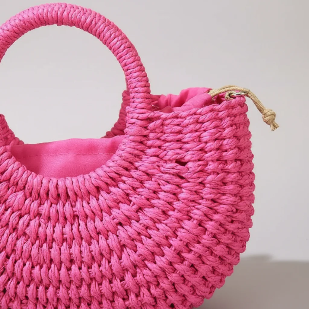 sac tressé paille femme demi-lune - Vue 20 - sac tressé