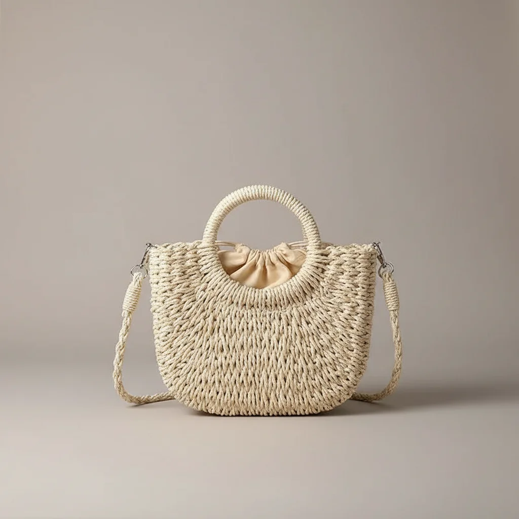 sac tressé paille femme demi-lune - Vue 22 - sac tressé