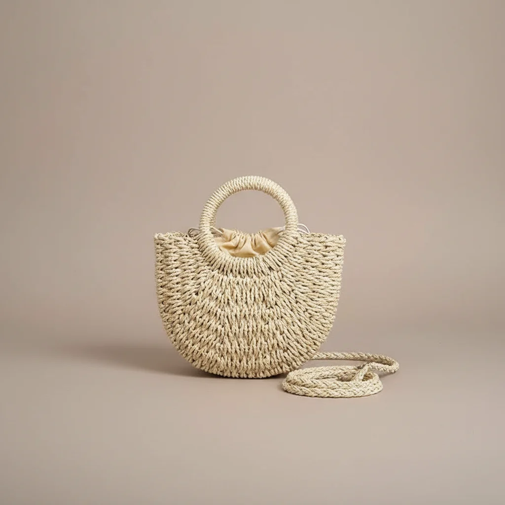 sac tressé paille femme demi-lune - Vue 23 - sac tressé