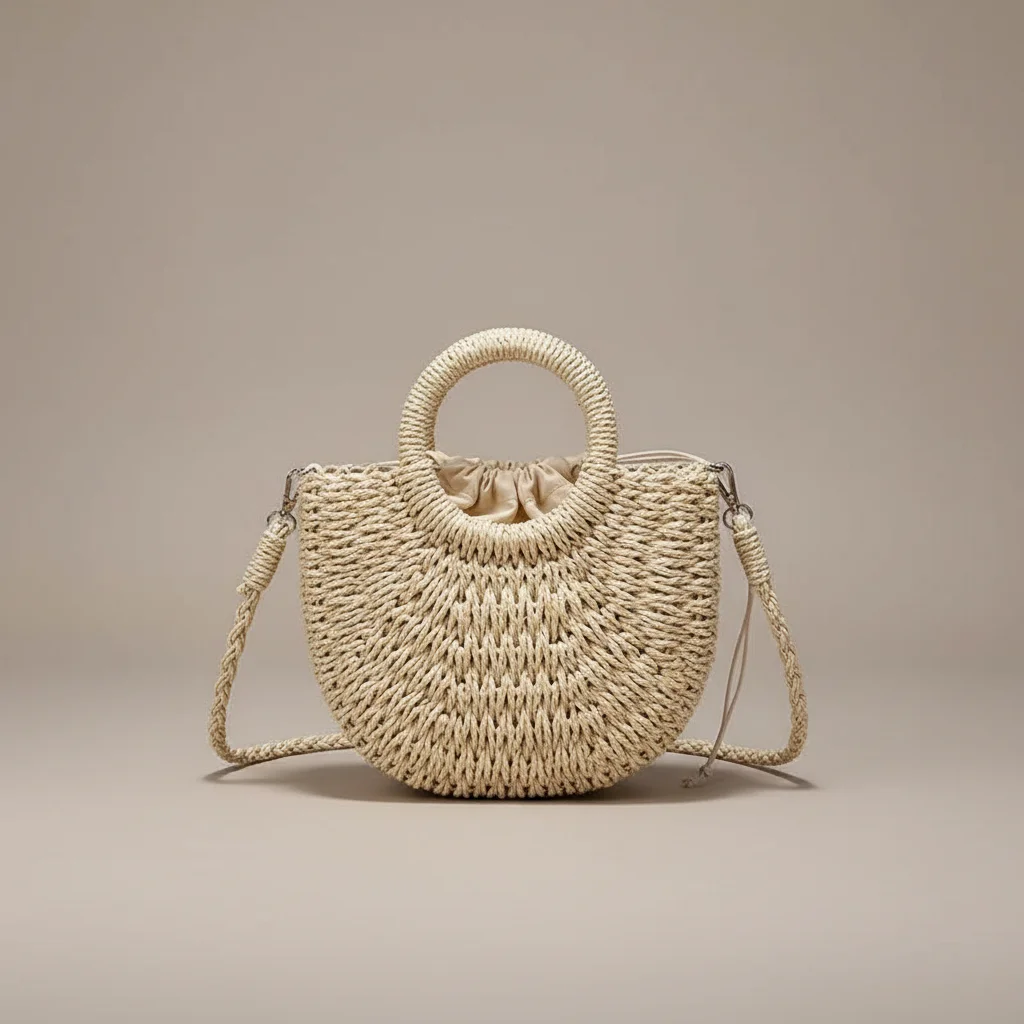 sac tressé paille femme demi-lune - Vue 25 - sac tressé
