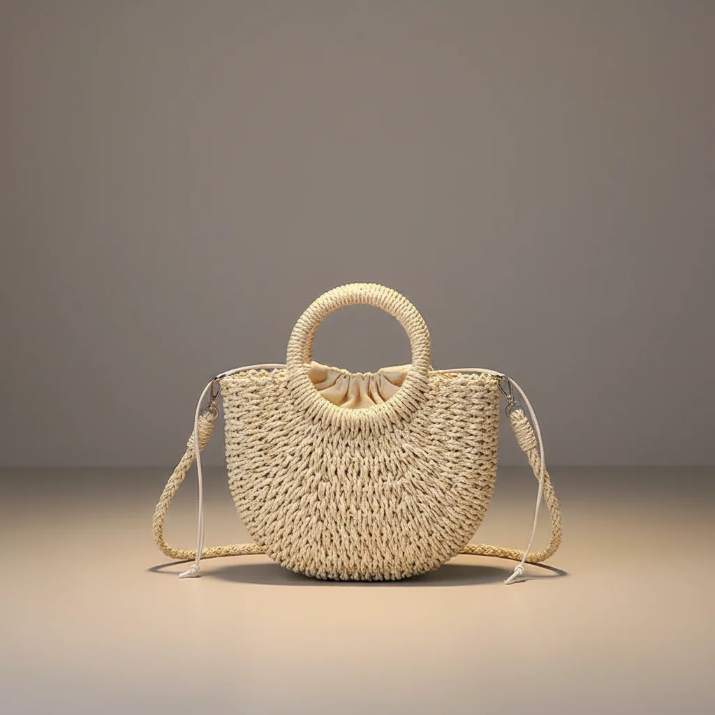 sac tressé paille femme demi-lune - Vue 26 - sac tressé