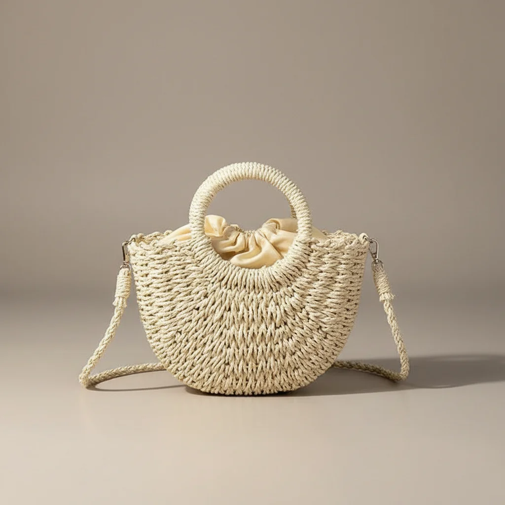sac tressé paille femme demi-lune - Vue 27 - sac tressé