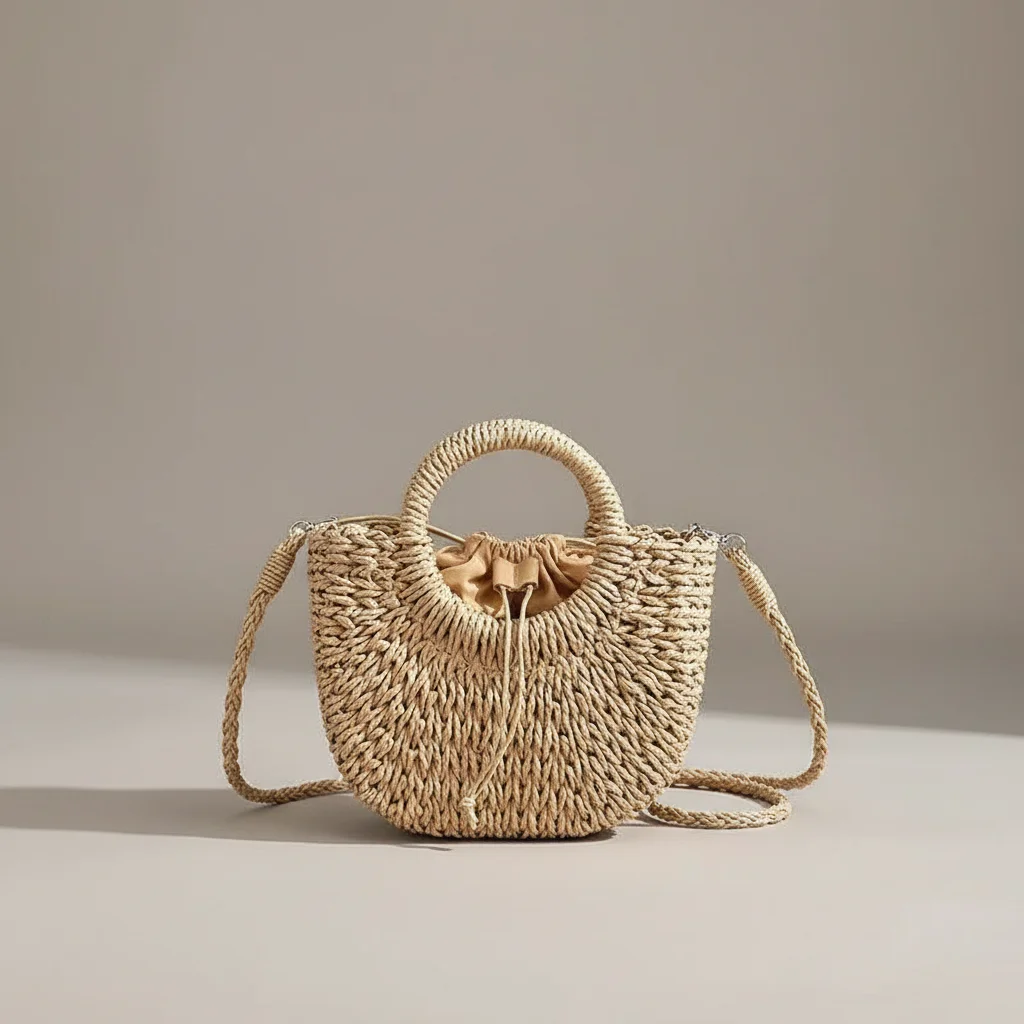 sac tressé paille femme demi-lune - Vue 28 - sac tressé