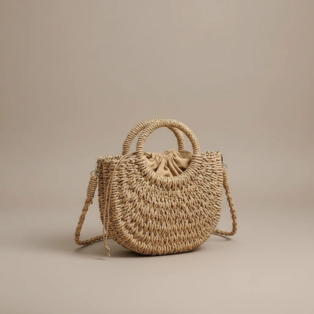 sac tressé paille femme demi-lune - Vue 29 - sac tressé