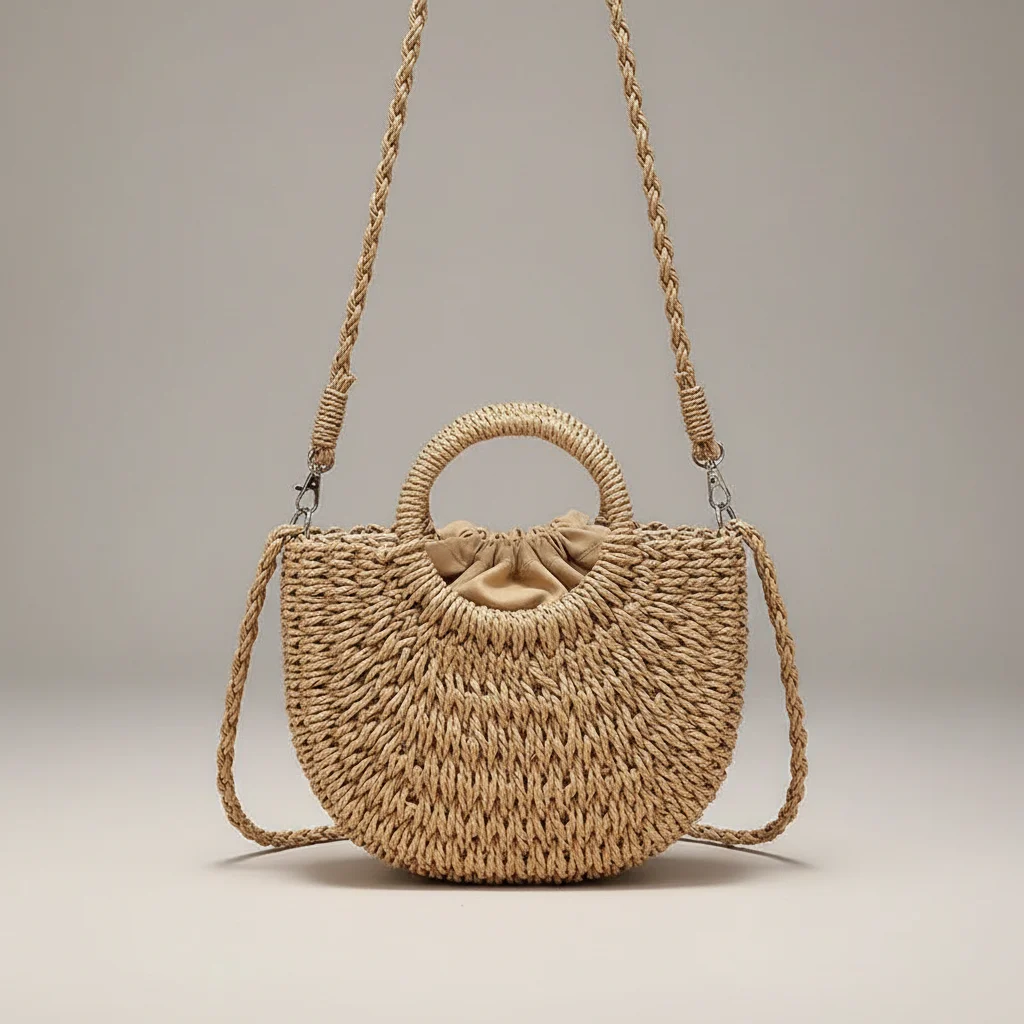 sac tressé paille femme demi-lune - Vue 31 - sac tressé