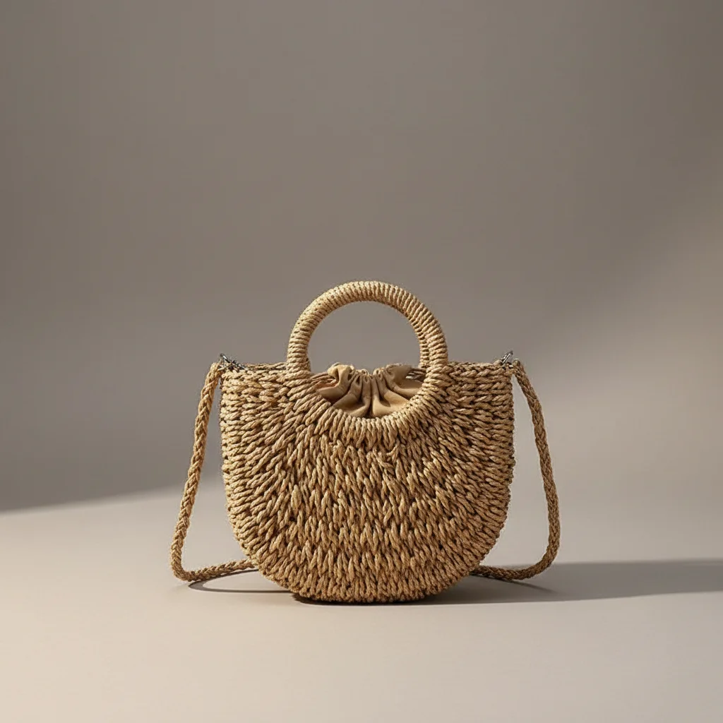 sac tressé paille femme demi-lune - Vue 32 - sac tressé