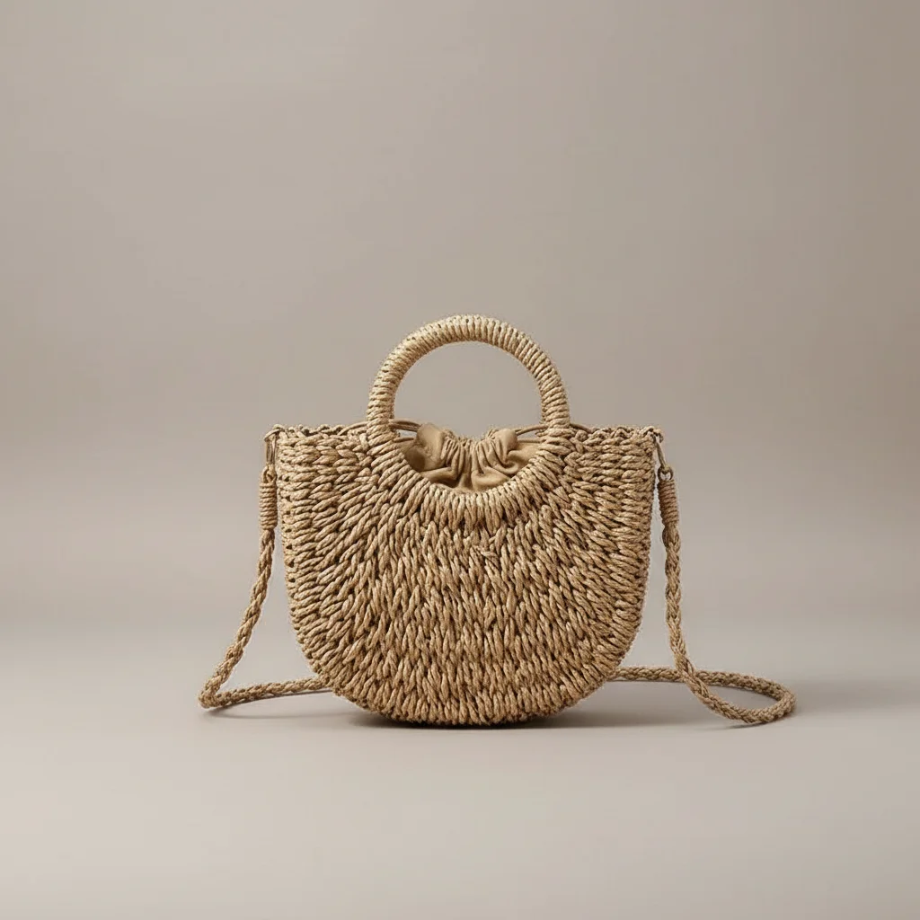 sac tressé paille femme demi-lune - Vue 33 - sac tressé