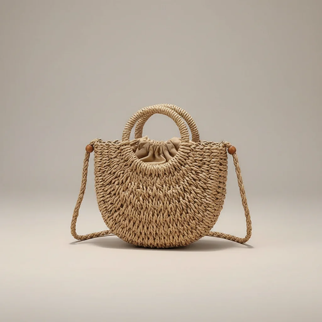 sac tressé paille femme demi-lune - Vue 36 - sac tressé