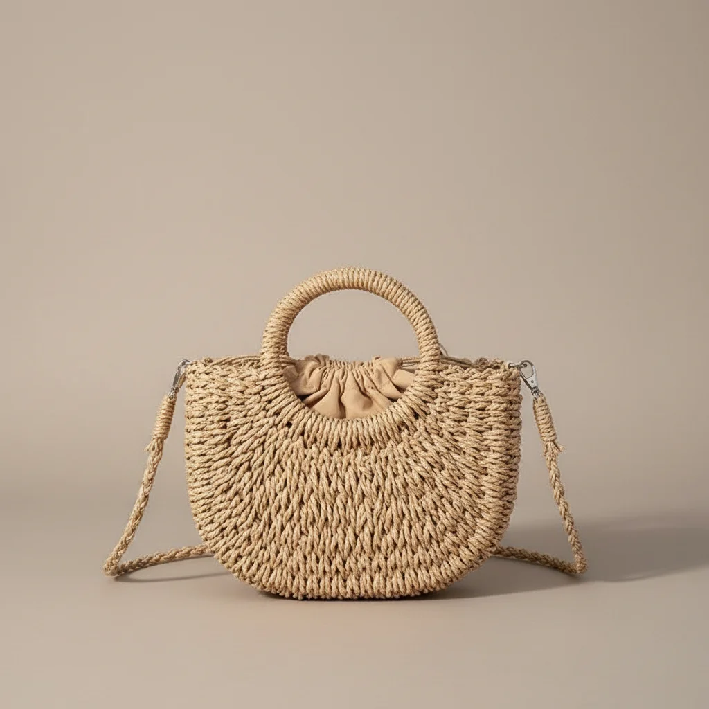 sac tressé paille femme demi-lune - Vue 37 - sac tressé