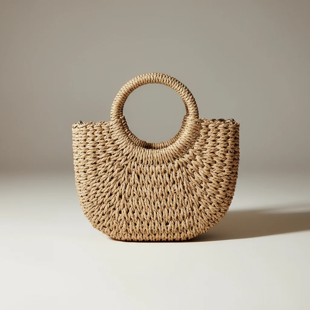 sac tressé paille femme demi-lune - Vue 38 - sac tressé