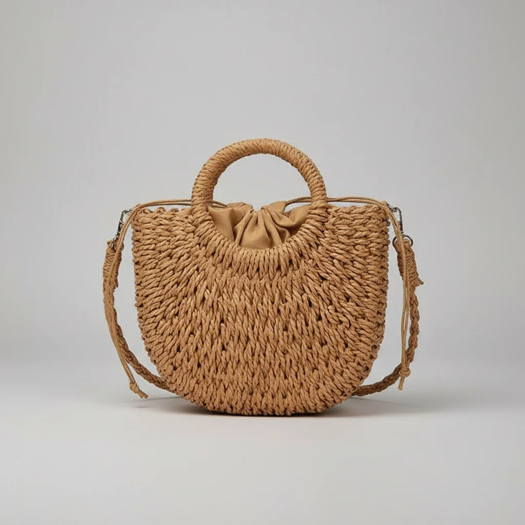 sac tressé paille femme demi-lune - Vue 39 - sac tressé