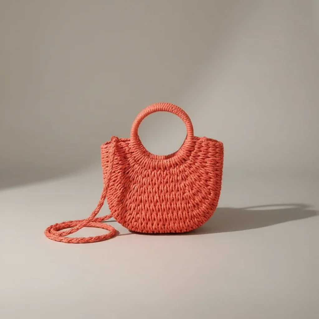 sac tressé paille femme demi-lune - Vue 6 - sac tressé