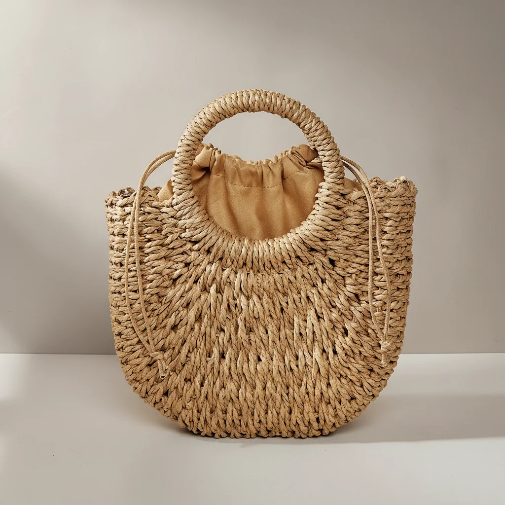 sac tressé paille femme demi-lune - Vue 7 - sac tressé