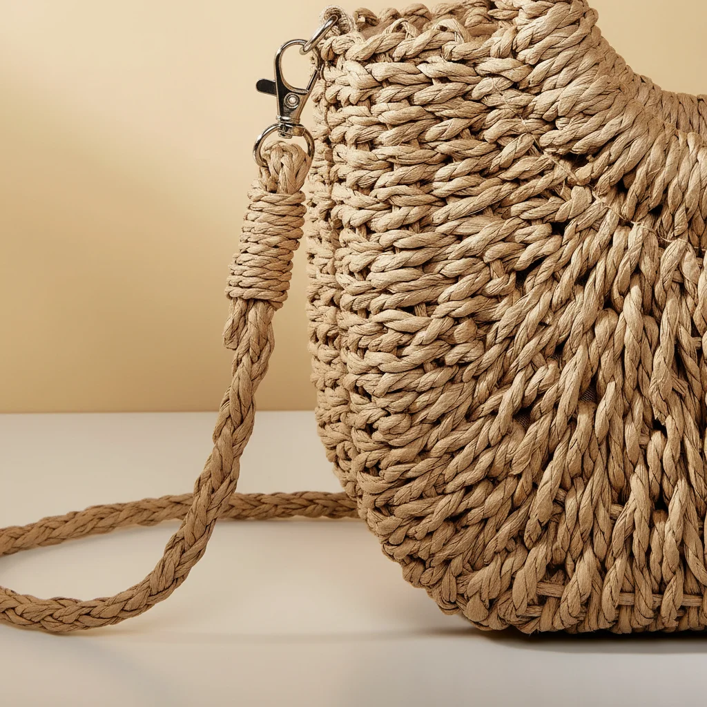 sac tressé paille femme demi-lune - Vue 8 - sac tressé