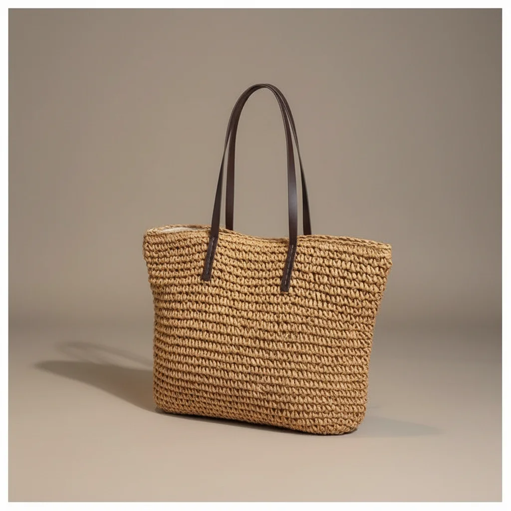 Sac tressé paille femme grande capacité plage - Vue 2 - sac tressé