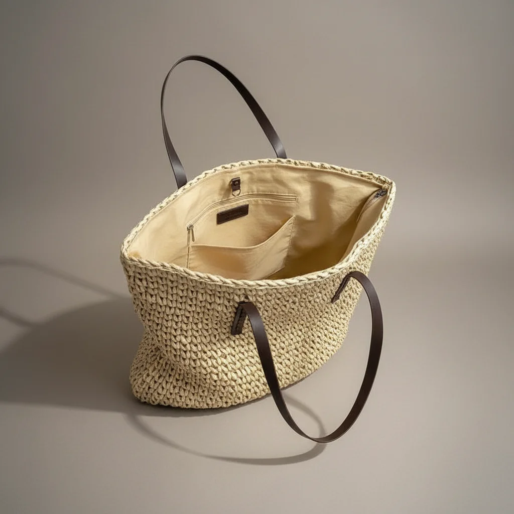 Sac tressé paille femme grande capacité plage - Vue 3 - sac tressé