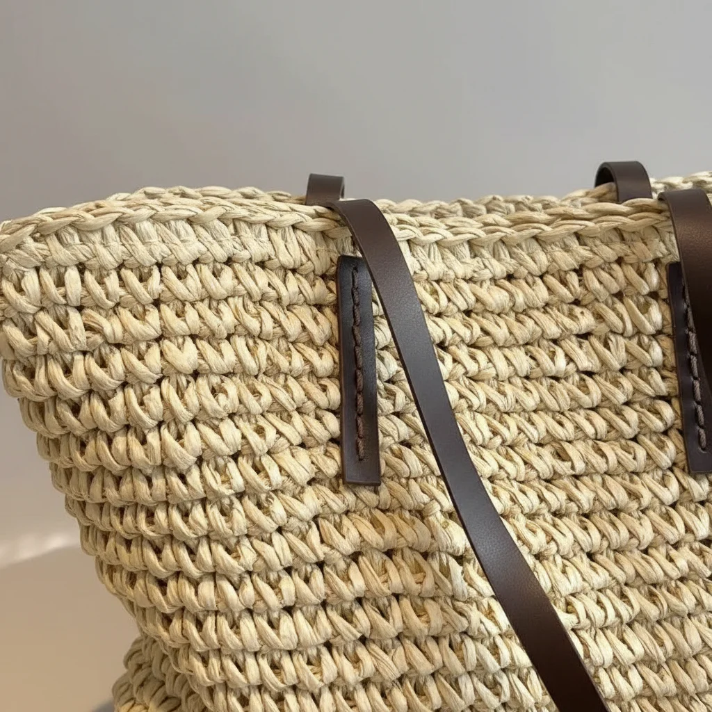 Sac tressé paille femme grande capacité plage - Vue 4 - sac tressé