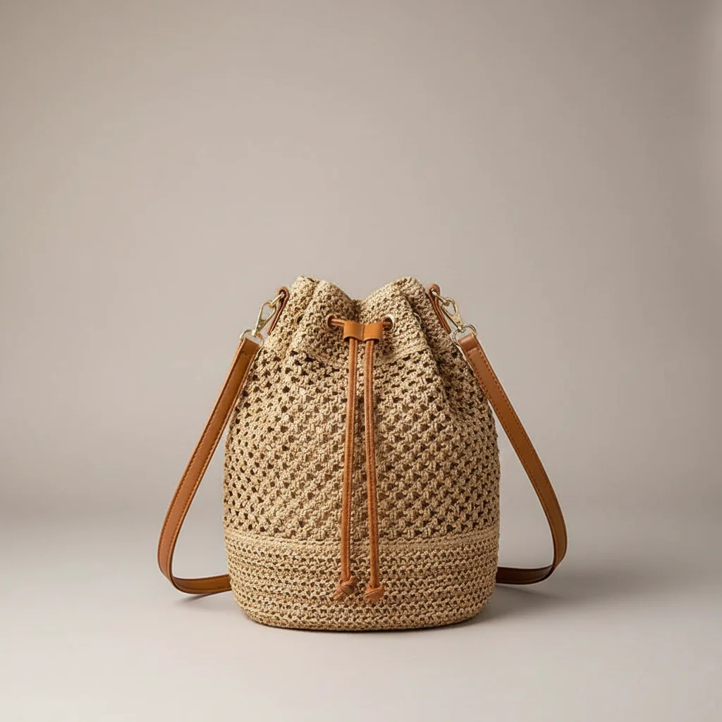 Sac tressé paille femme style bohème - Vue 24 - sac tressé