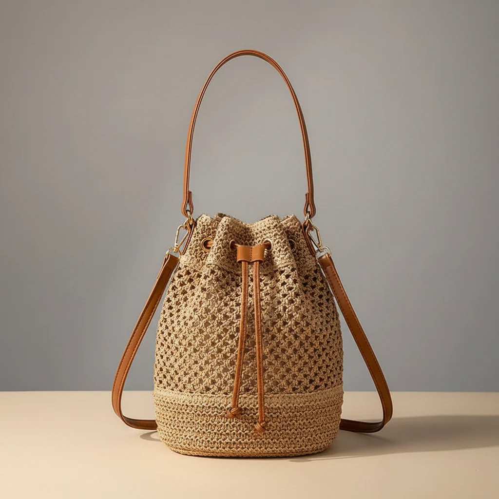 Sac tressé paille femme style bohème - Vue 3 - sac tressé