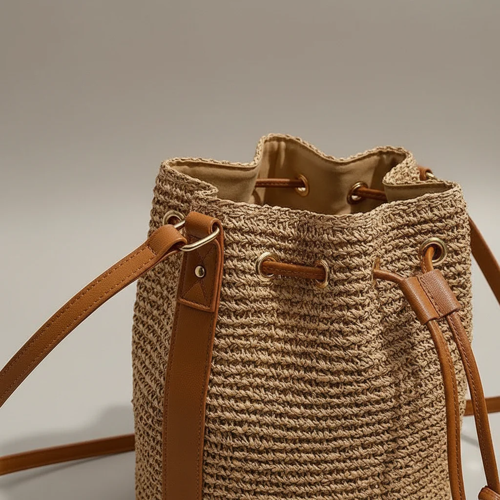 Sac tressé paille femme style bohème - Vue 33 - sac tressé