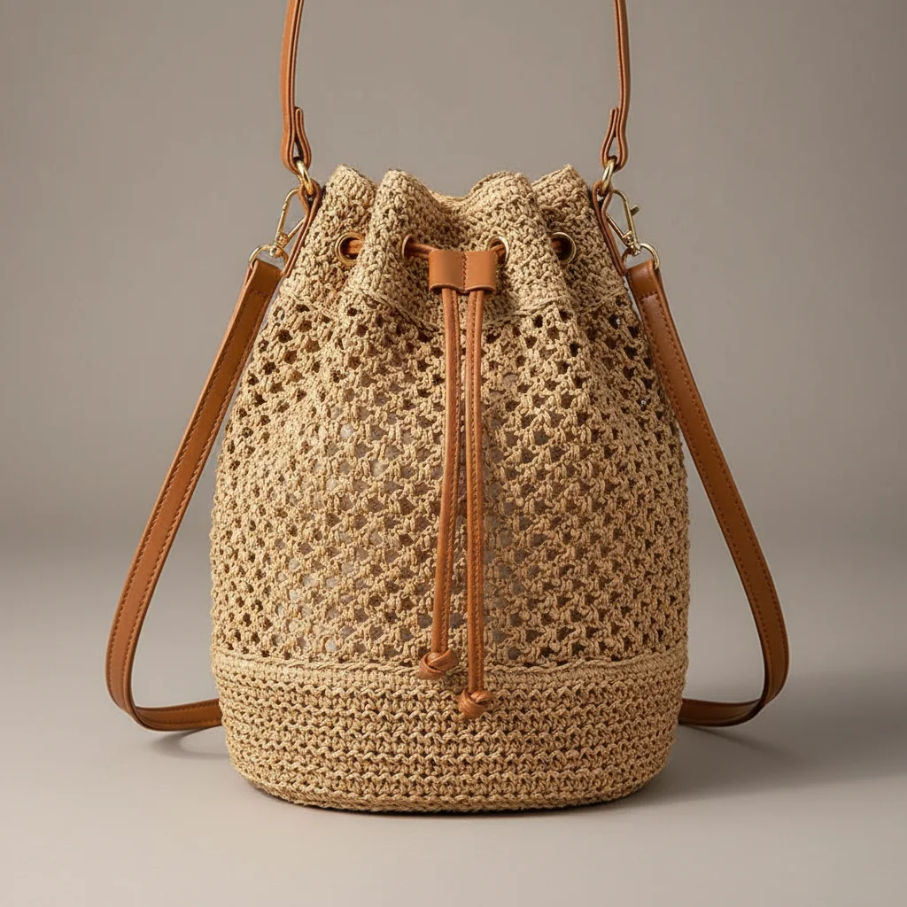 Sac tressé paille femme style bohème - Vue 4 - sac tressé